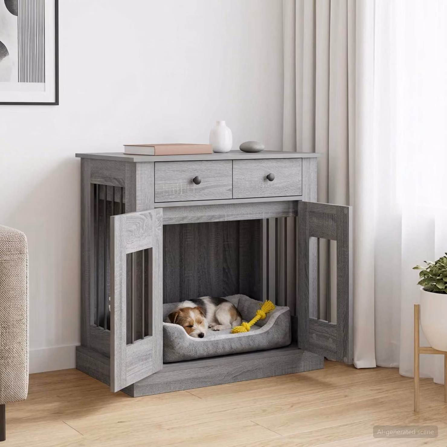 Mobile da cassa per cani vidaXL in stile moderno, colore grigio, L: 80 cm, P: 47,5 cm, H: 80 cm