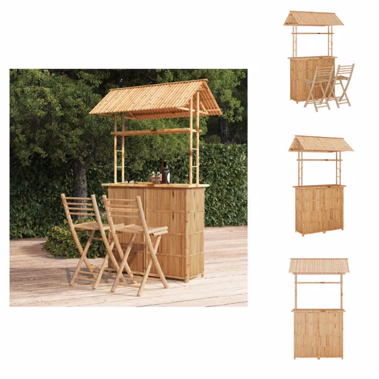 vidaXL Set da bar in bambù a 3 pezzi - Set di mobili da giardino