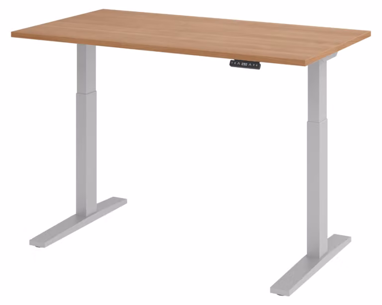 Scrivania elettrica bümö XMKA - Struttura: argento, finitura: noce, dimensioni: 140 x 80 cm