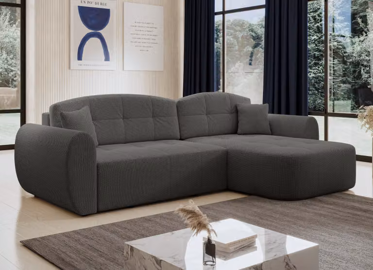 AX LIVING Divano ad angolo con funzione letto Nubio 282 cm di larghezza - divano ad angolo grigio