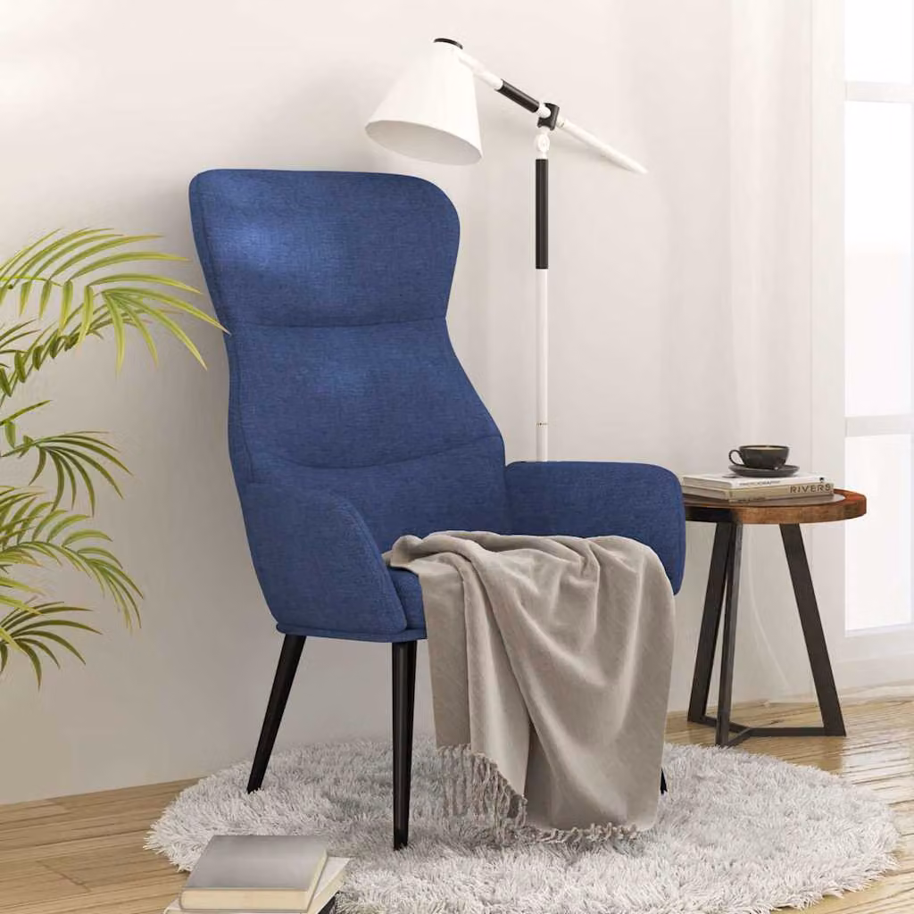 Sedia Relax blu vidaXL con struttura in metallo e rivestimento in tessuto e schiuma