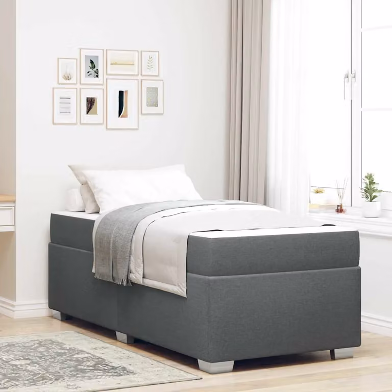 Struttura del letto moderna vidaXL in tessuto grigio con doghe in legno L/P: 90 x 190 cm