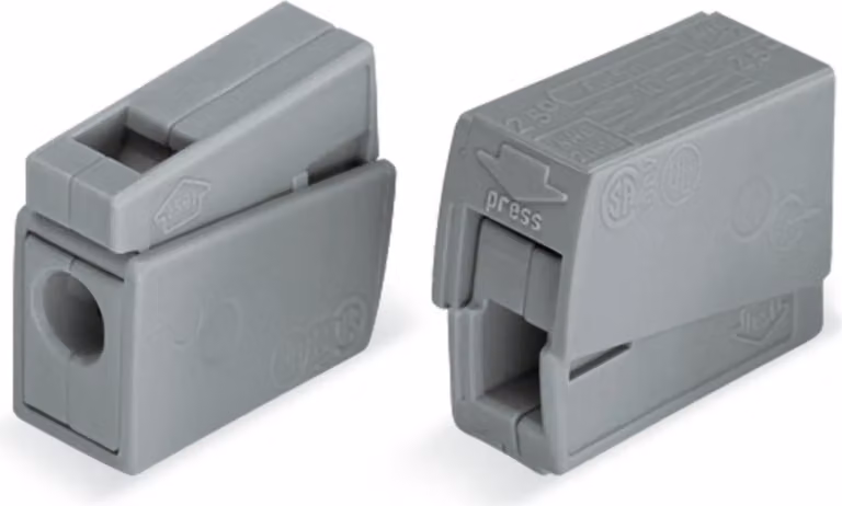 Morsetto per lampade Wago grigio 0,5-2,5 mm², confezione da 100 pezzi.