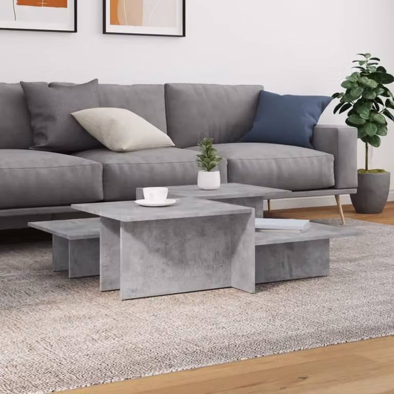 Set di 2 tavolini da salotto vidaXL in legno multistrato, design moderno rettangolare, colore grigio cemento