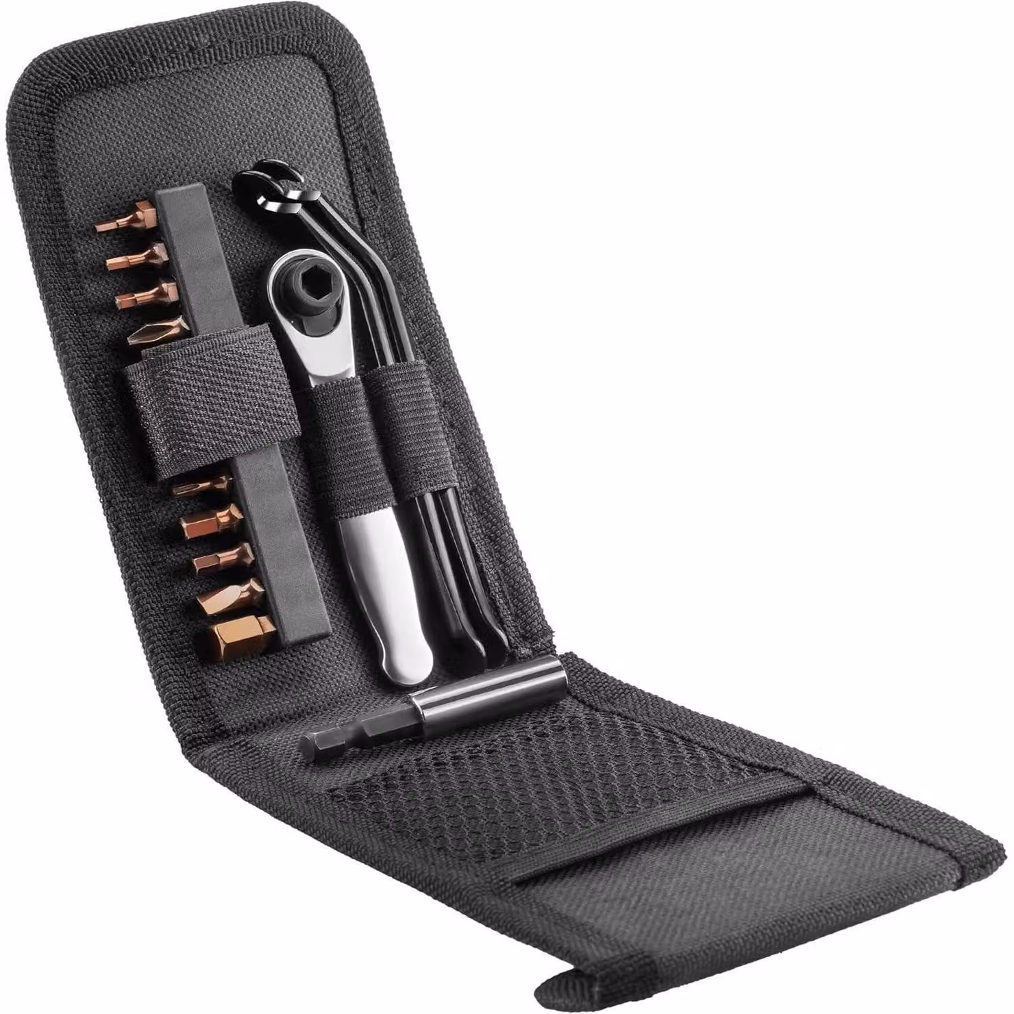 Set di attrezzi per bicicletta, mini chiave a cricchetto da 1/4" con 72 denti, completo di 12 inserti e 2 leve per pneumatici