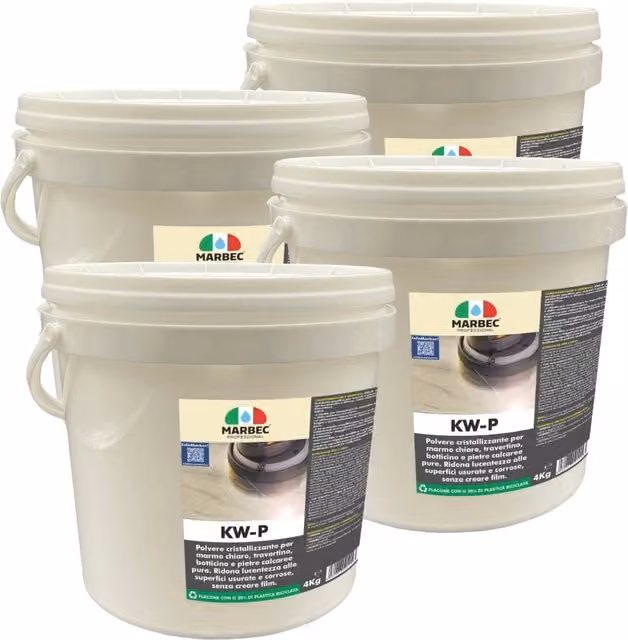Cristallizzante per marmo Marbec KW-P colore bianco, confezione da 4 x 4 kg