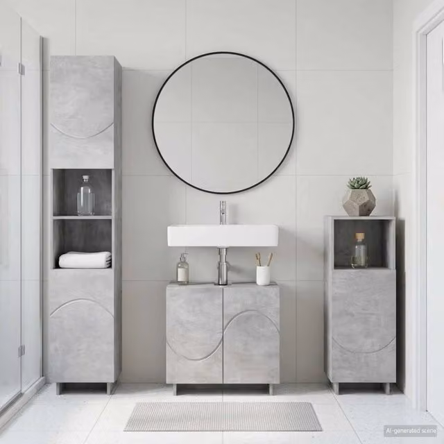 Set mobili da bagno 3 pz Grigio Cemento Legno ingegnerizzato 3433049