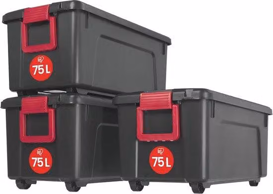 Set di contenitori mobili a tre ruote - 75 litri - Perfetti per il posto auto coperto e gli spazi esterni