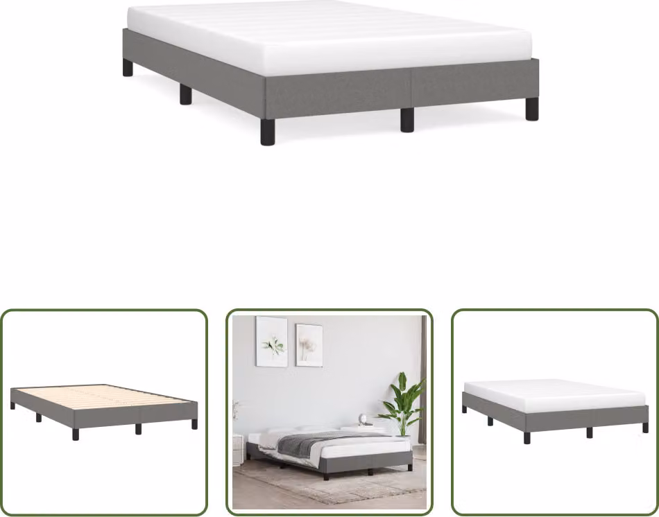 The Living Store Struttura letto grigio scuro 120x190 cm in tessuto