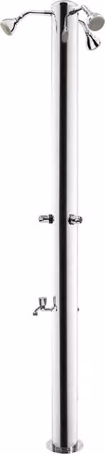 Doccia da Giardino Tripla con 3 Rubinetti e Lavapiedi ATI Docce MUL-3R in Acciaio Inox Anodizzato Argento – 1