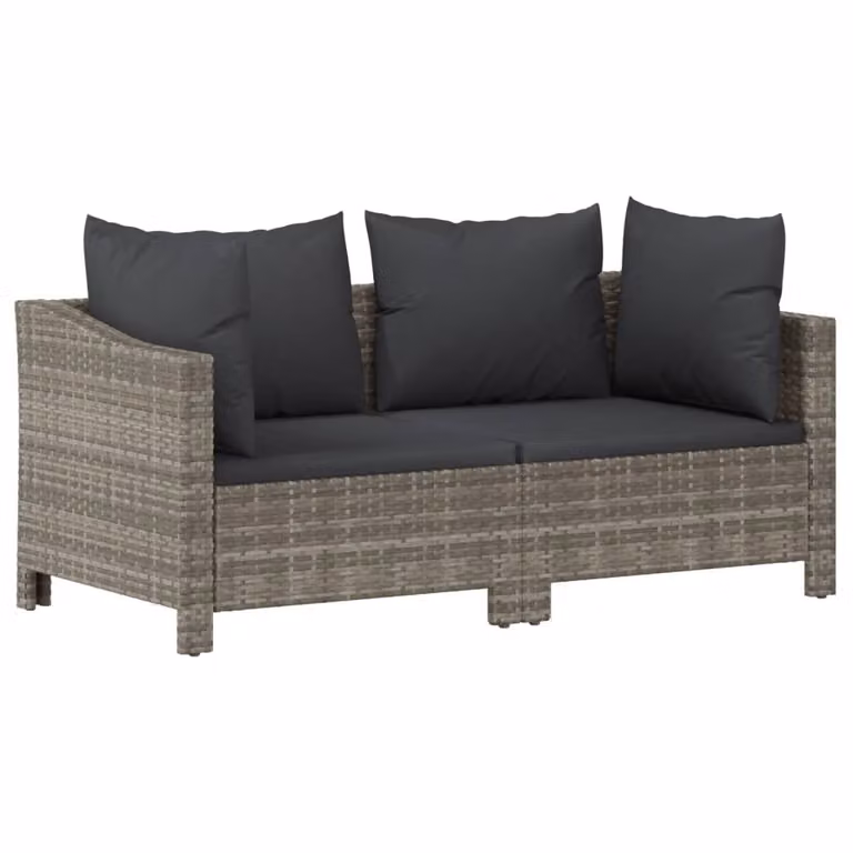 Set da giardino 2 pezzi con cuscini grigio in polyrattan