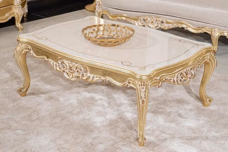 Casa Padrino tavolino barocco crema/oro 120 cm - Mobili da salotto in stile barocco