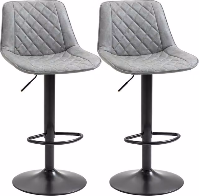 Set di 2 sgabelli da bar girevoli altezza regolabile ¨C zephmum ¨C grigio similpelle 86-106 cm