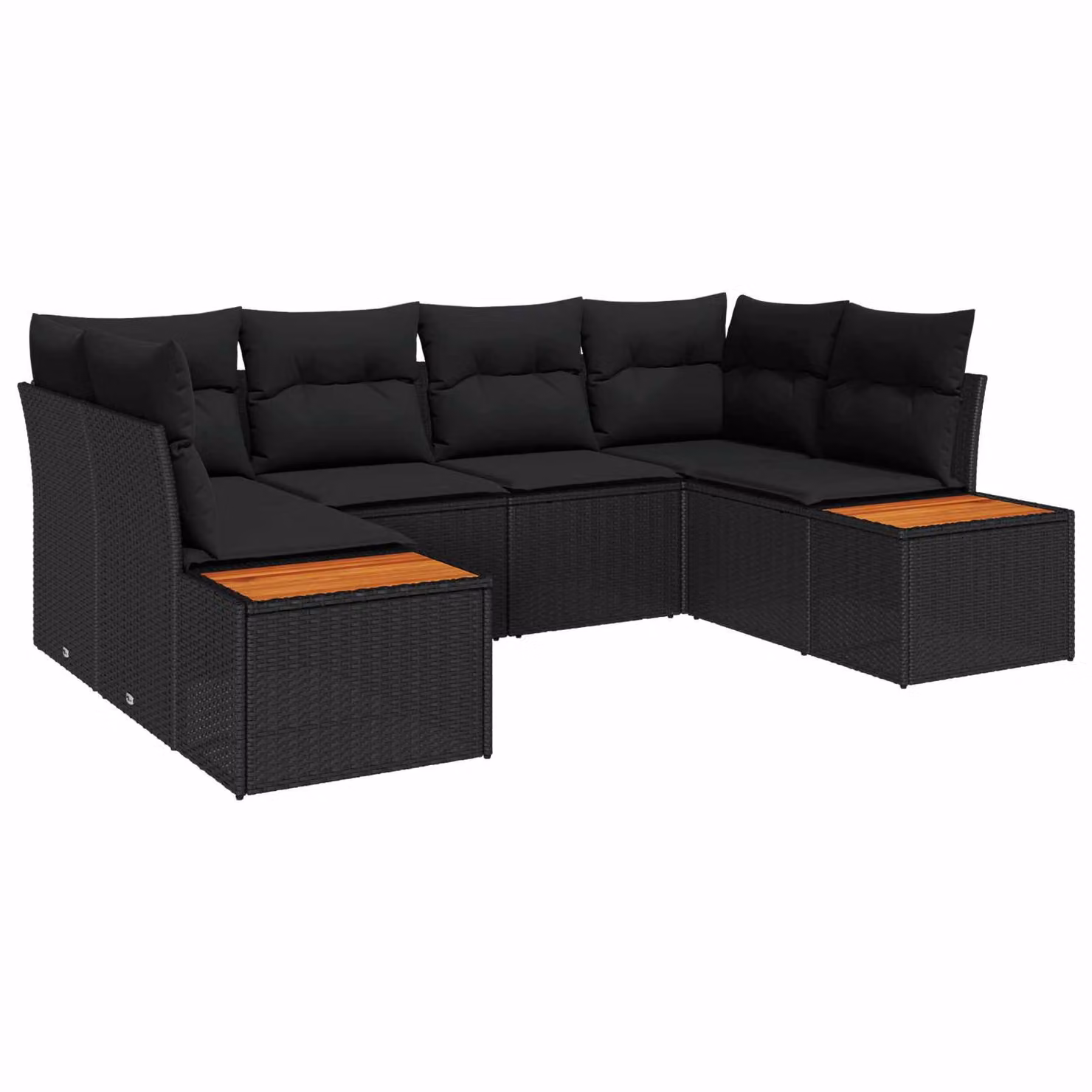 Set Divano da Giardino vidaXL 6 Pezzi Nero con Cuscini in Polyrattan e Struttura in Acciaio – 1