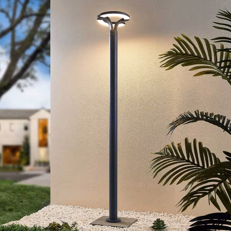 Lindby lampada LED da esterno Keily, cerchio, antracite, metallo Keily, Nero, Alluminio, Moderno