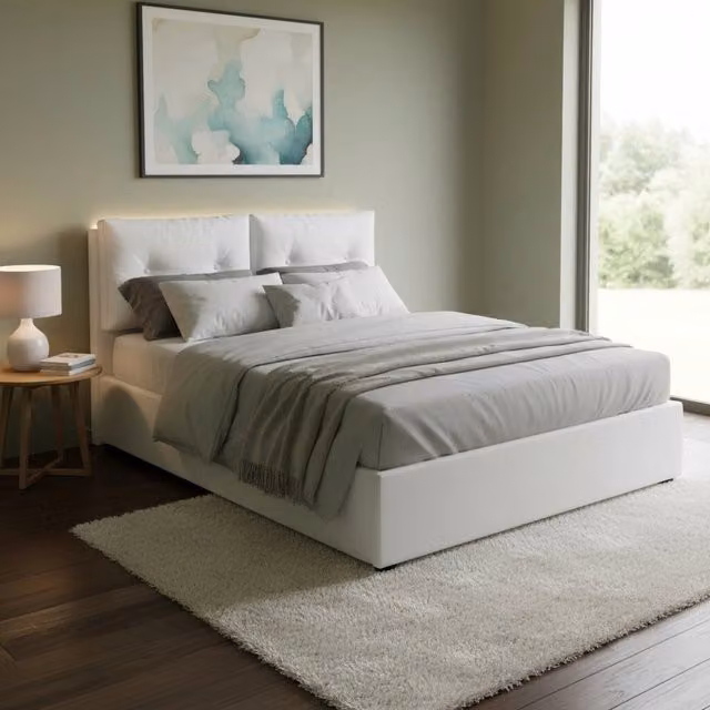 Letto Matrimoniale Aylyn Talamo Italia con Materasso Incluso, Bianco, L/P: 160 x 200 cm