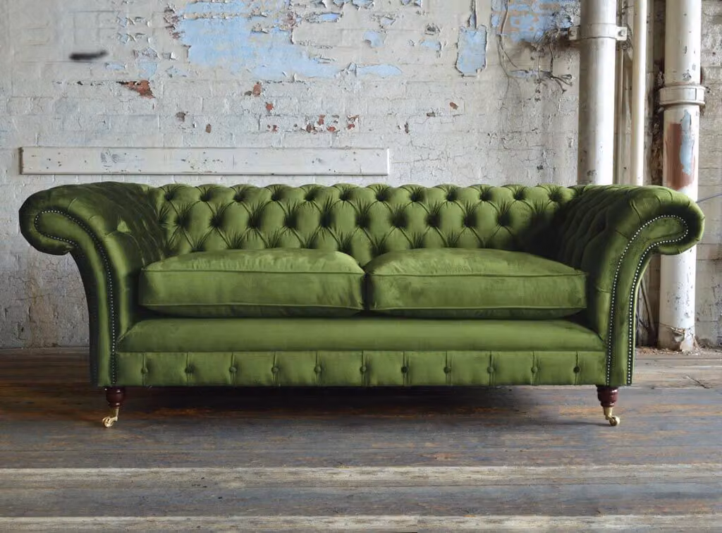 Chesterfield Design Luxus Polster Sofa Couch Sitz Garnitur Leder #302