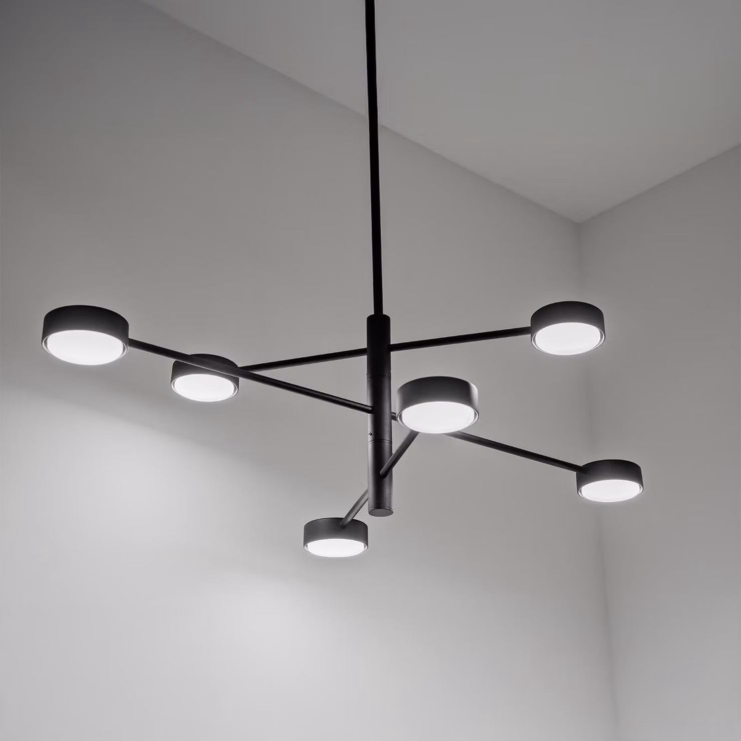 LUMILED Lampada a sospensione nera moderna Lampadario a 6 fiamme GX53 Presa di corrente LED Lampada da sala da pranzo Lampada da soffitto Lampada a sospensione in alluminio per soggiorno cucina tavola da pranzo 230V