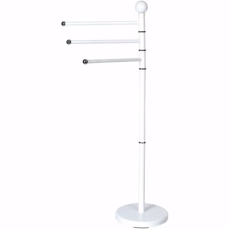Vestiamo Casa Piantana Portasciugamani 3 posti Bianco in Acciaio Inox H 87 x L 43 x P 22 cm