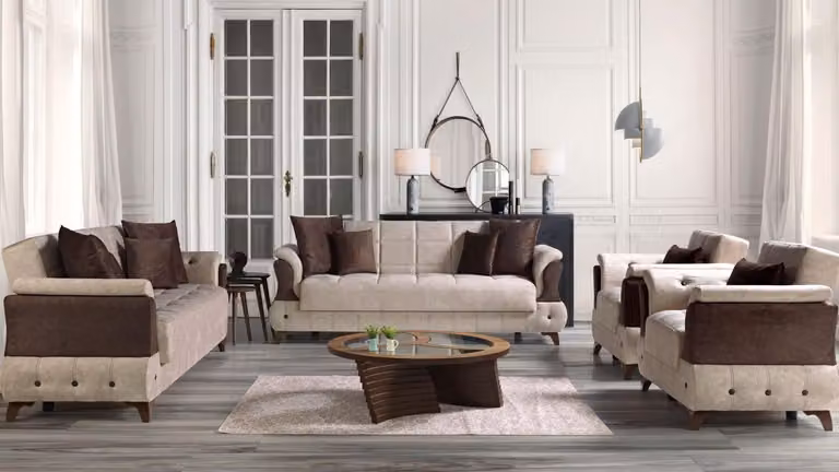 Modern Sofagarnitur Sessel Textil Sofa Luxus Komplett Luxus 3+2+1+1 Sitzer