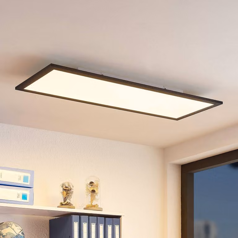 Pannello LED Lindby Nelios, 80 x 30 cm, CCT, nero, metallo Nelios Lindby, dimmerabile, Nero, Cucina, Alluminio, Moderno, Pannello LED