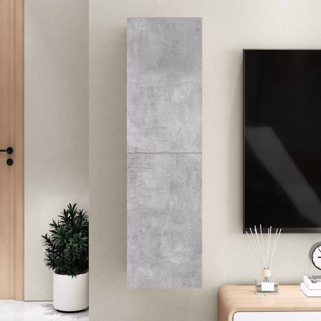 vidaXL Mobile Porta TV Moderno Grigio Cemento in Legno Multistrato L: 30,5 cm, P: 30 cm, H: 110 cm