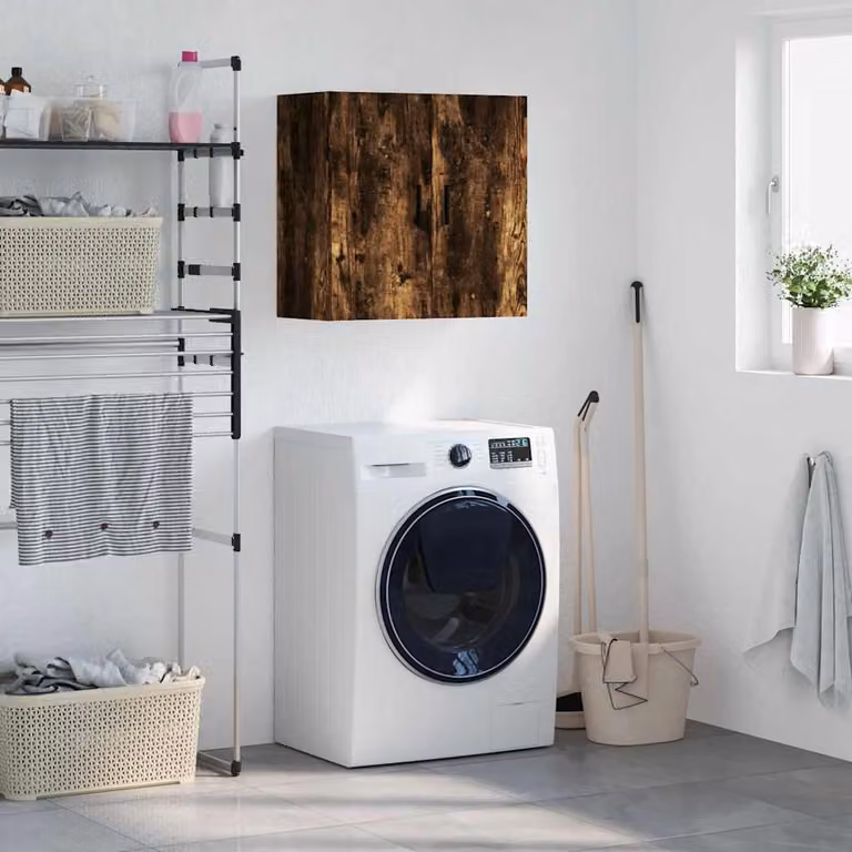 Armadietto a muro moderno vidaXL in legno Rovere Fumo, L 60 cm x P 31 cm x H 60 cm