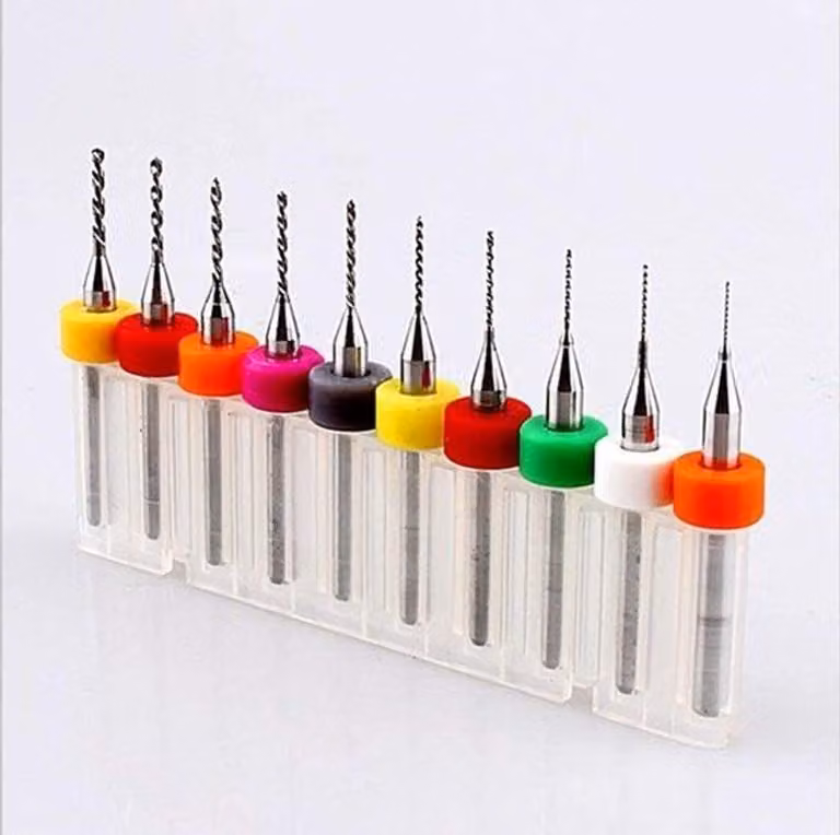 Set di 10 mini-micro punte da trapano per circuiti stampati, da 0,3 mm a 1,2 mm, adatto per lavorazioni CNC e lavori di precisione