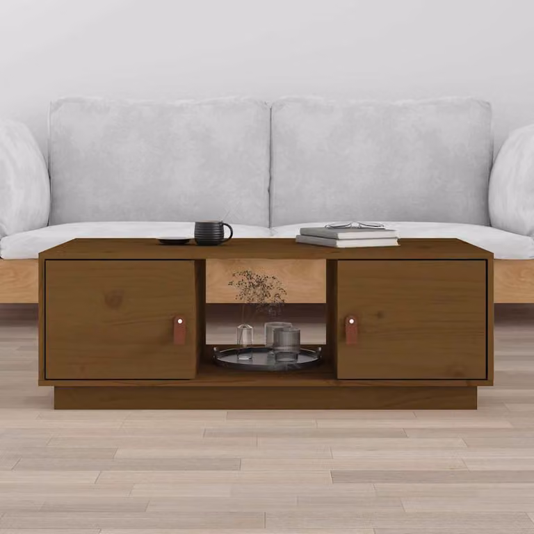 vidaXL Tavolino da Salotto Moderno in Legno di Pino Marrone L: 100 cm, P: 50 cm, H: 35 cm