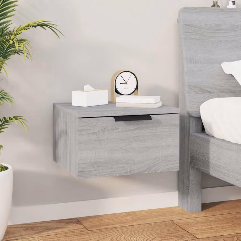 Comodino a muro vidaXL moderno in legno grigio L: 34 cm, P: 30 cm, H: 20 cm