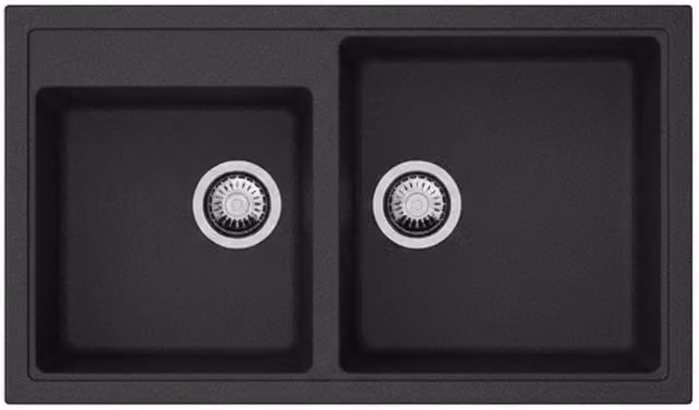 Lavello 86 cm da incasso in sintetico effetto granito due vasche - Nero