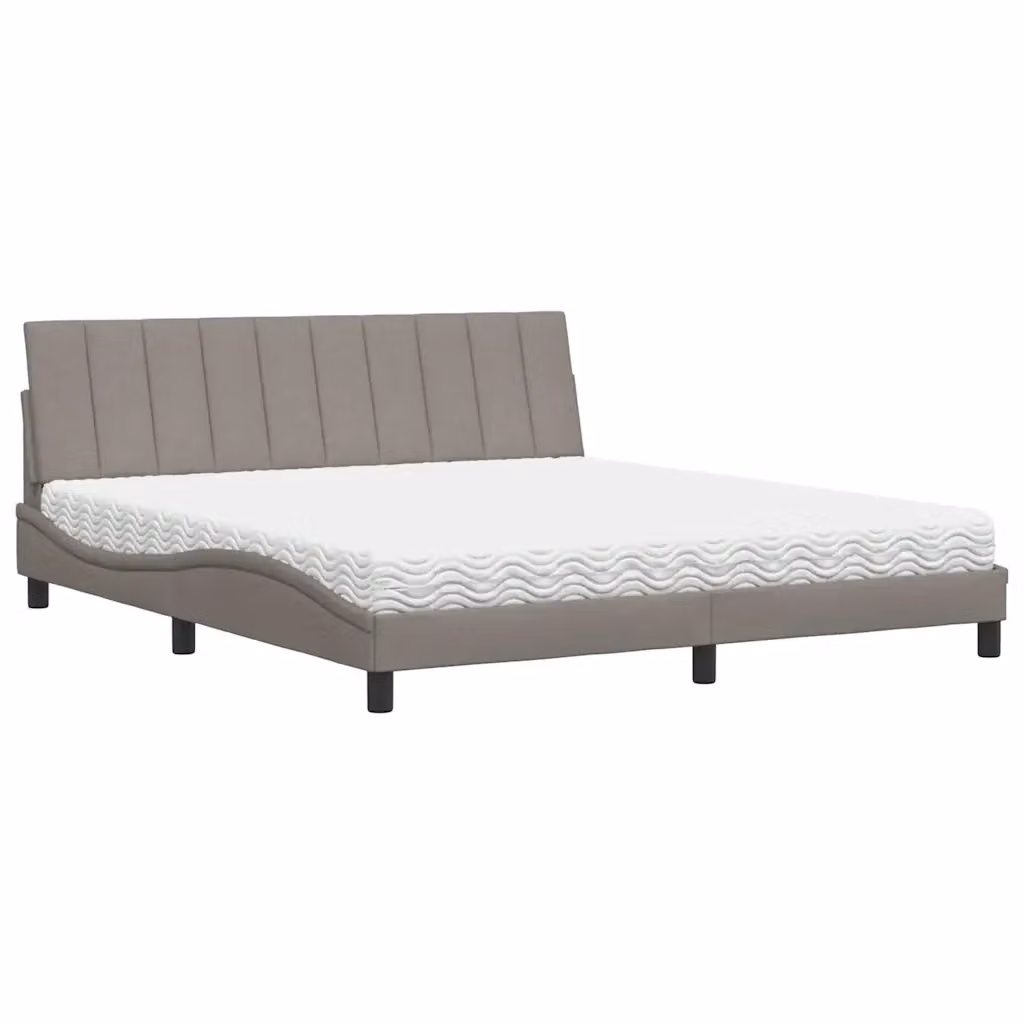 Letto con Materasso Hanko vidaXL in Tessuto Beige e Bianco L/P/H: 218 x 180 x 74,5 cm – 2
