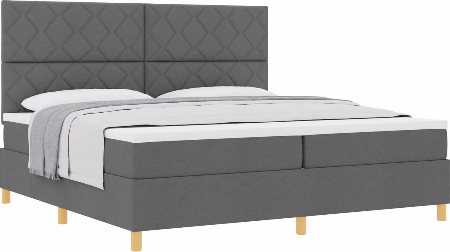Letto a molle con materasso grigio scuro 200 x 200 cm in tessuto