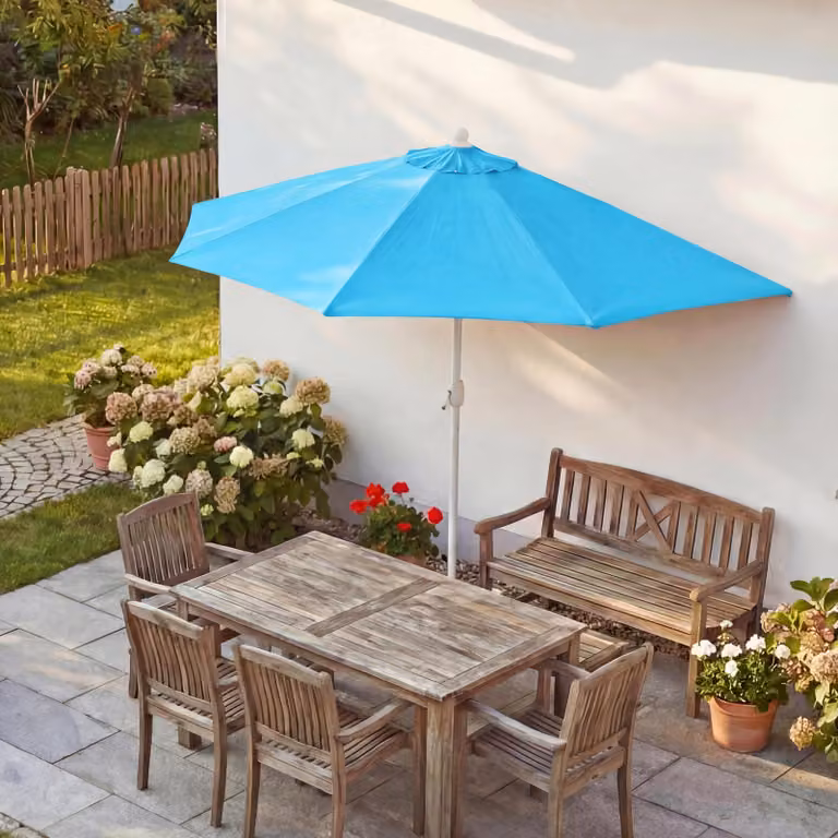 Ombrellone Parla, ombrellone da balcone, poliestere/alluminio UV 50+ 3kg ~ 300cm turchese senza supporto