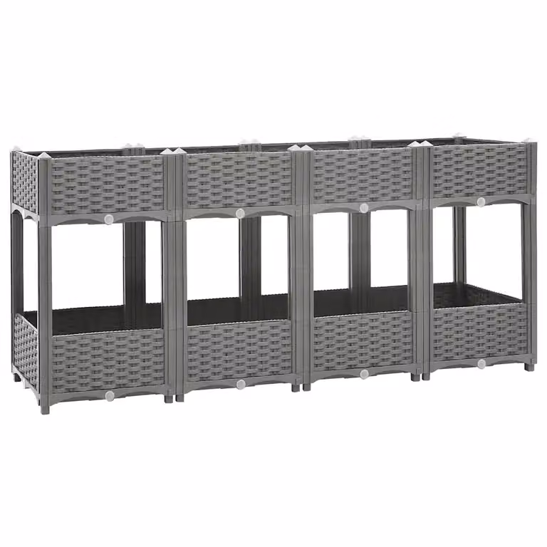 Fioriera Rialzata vidaXL in Polipropilene Grigio L: 160 cm, P: 40 cm, H: 71 cm