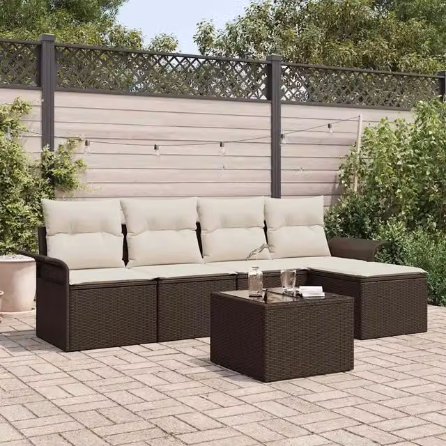 Divano da esterno 6 pz Marrone polyrattan 3345328