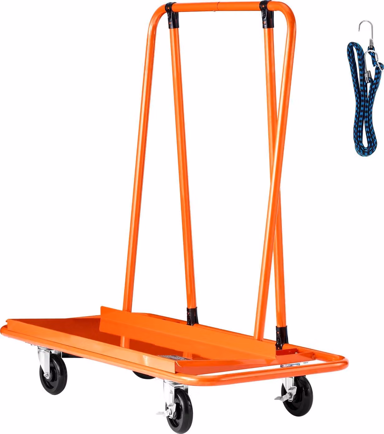 SucceBuy Carrello porta pannelli con portata di 816 kg, carrello di trasporto con 4 ruote piroettanti, carrello porta pannelli con cinghia di tensione, ausilio per il trasporto di pannelli in legno, cartongesso e vetro, arancione, 1150x555x1180 mm