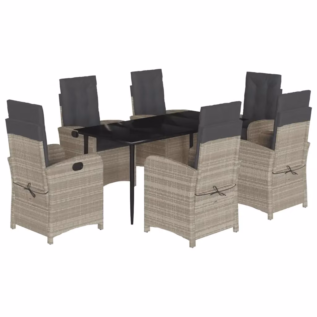 Set da Pranzo da Giardino VIDAXL in Polyrattan con Piano in Vetro, 7 Pezzi, Grigio Antracite – 2