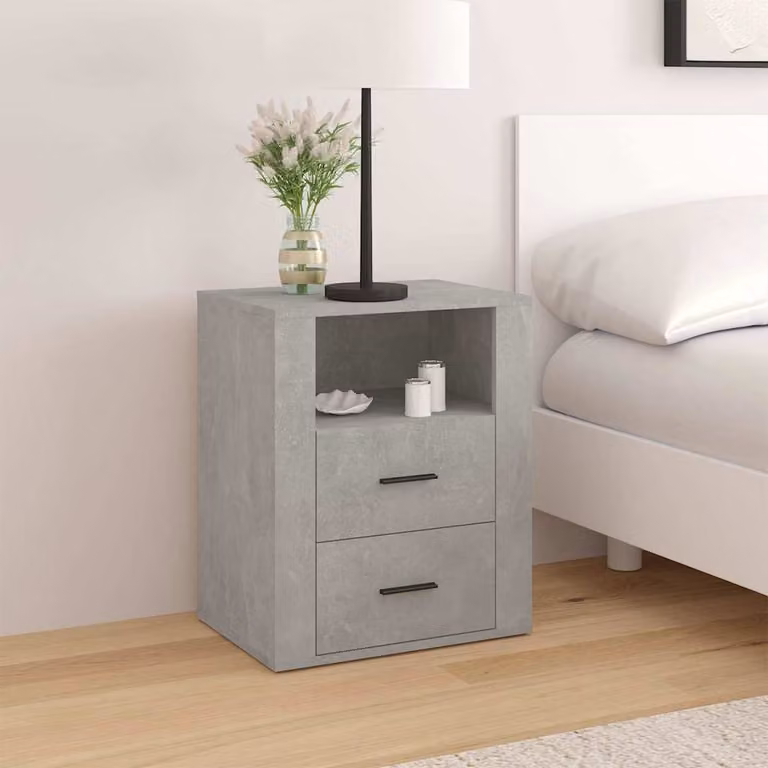 Comodino sospeso vidaXL in legno e MDF grigio opaco L: 50 cm, P: 36 cm, H: 60 cm