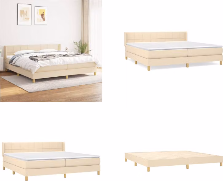 vidaXL Letto a molle con materasso in tessuto crema 200x200 cm - Letto a molle - Boxspringbetten - Bett - Schlafzimmermöbel