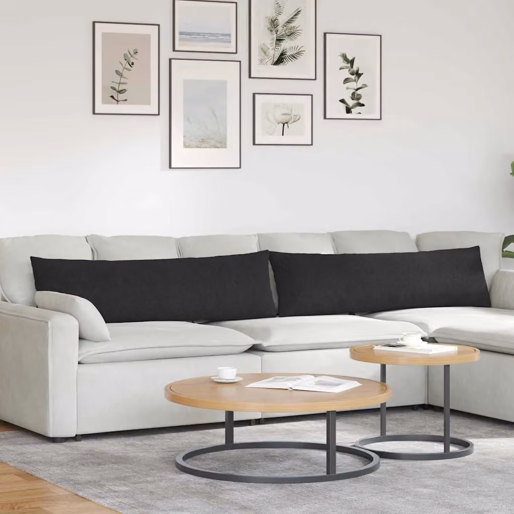 Set di 2 cuscini da divano vidaXL in tessuto nero con fodera rimovibile L 145 cm x P 40 cm x H 40 cm