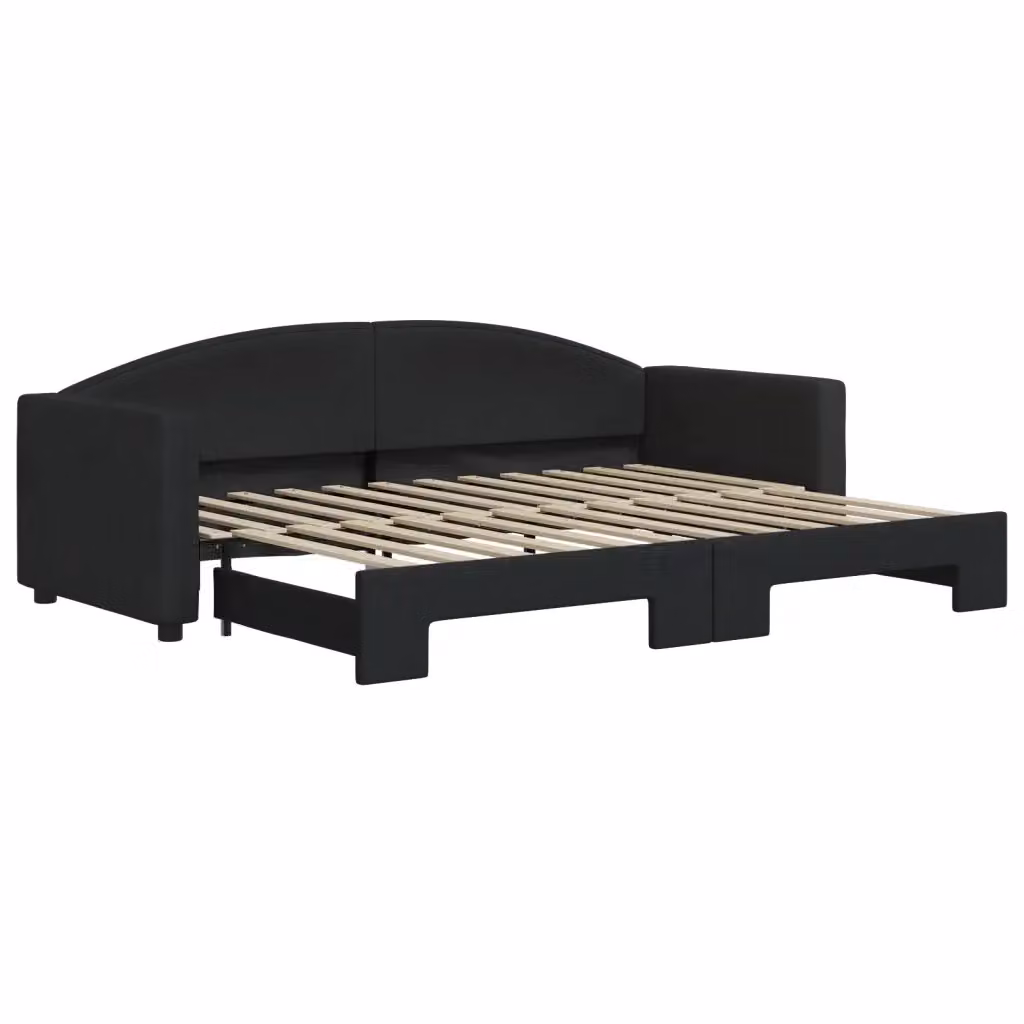 Divano Letto Moderno vidaXL con Letto Estraibile in Tessuto Nero L: 223 cm, P: 75 cm, H: 90 cm, Letto Estraibile 80 x 200 cm – 2