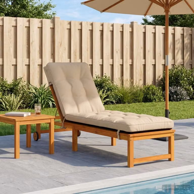 Cuscino per lettino vidaXL VIANEN in poliestere beige con rivestimento rimovibile e resistente ai raggi UV