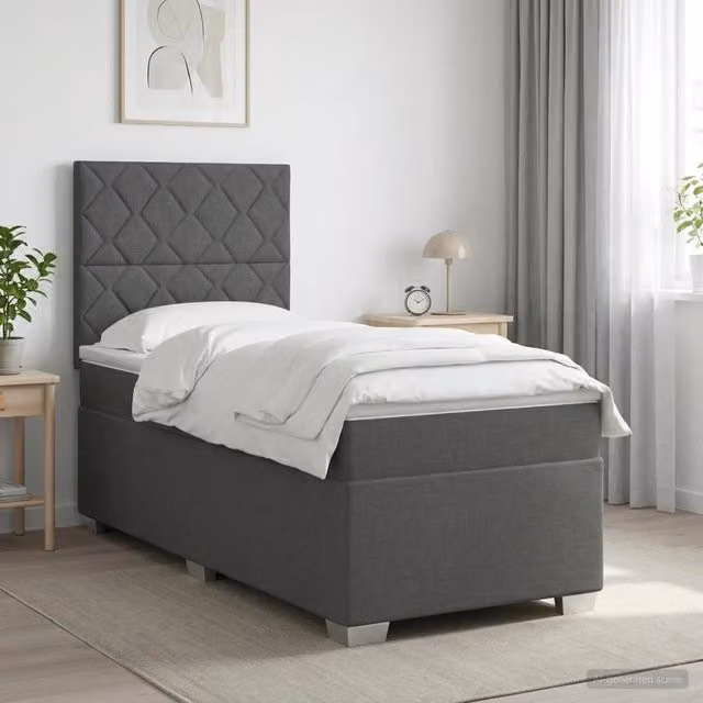 Letto box spring con materasso ibrido vidaXL in tessuto grigio e bianco L/P: 90 x 200 cm – 1