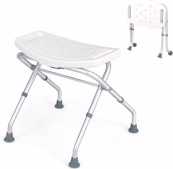 Cabina doccia antiscivolo – Regolabile da 49 a 52,5 cm, in alluminio, con braccioli, 150 kg