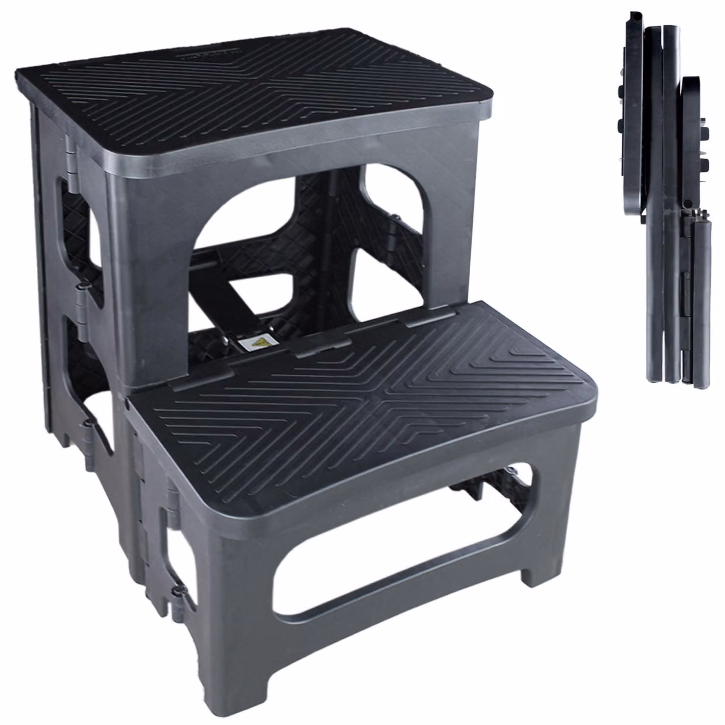 Scala pieghevole con 2 gradini, piattaforma antiscivolo, portata 150 kg, compatta e pratica