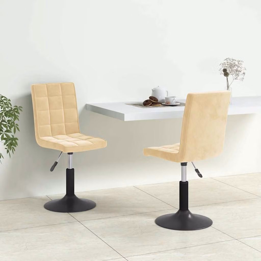 Set di 2 sedie da pranzo girevoli vidaXL in velluto beige con struttura moderna