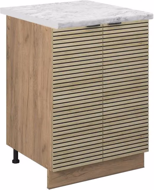 Mobiletto base cucina Fame-Line Pannello in quercia/Rovere dorato 60 cm, PL Marmo Vicco