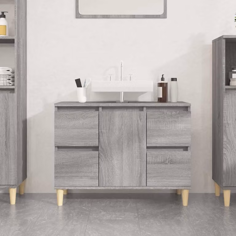 Mobile Lavabo vidaXL Grigio Sonoma in Legno Multistrato, L: 80 cm, P: 33 cm, H: 60 cm