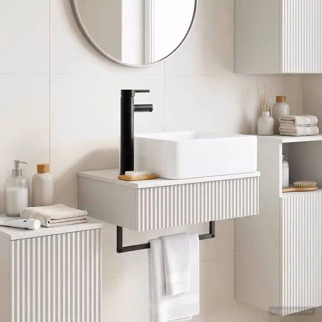 Lavabo da parete moderno vidaXL in MDF bianco L 50 cm x P 41 cm x H 39 cm